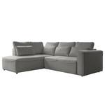 Ecksofa Ireu mit Ottomane Longchair universal - Flachgewebe Nea: Dunkelgrau