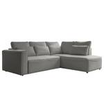 Ecksofa Ireu mit Ottomane Longchair universal - Flachgewebe Nea: Dunkelgrau