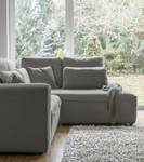 Ecksofa Ireu mit Ottomane Longchair universal - Flachgewebe Nea: Dunkelgrau