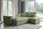 Ecksofa Ireu mit Ottomane Longchair universal - Flachgewebe Nea: Lindgrün