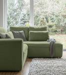 Ecksofa Ireu mit Ottomane Longchair universal - Flachgewebe Nea: Lindgrün