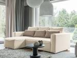 Ecksofa Ireu mit Longchair Longchair universal - Flachgewebe Nea: Cappuccino