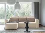 Ecksofa Ireu mit Longchair Longchair universal - Flachgewebe Nea: Cappuccino