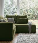 Ecksofa Ireu mit Ottomane Longchair universal - Flachgewebe Nea: Olivgrün