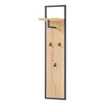 Porte-manteau mural Marcoola Placage en bois véritable / Métal - Chêne à nœuds / Noir