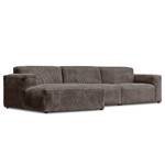 Hoekbank LORALAI met chaise longue Corduroy Lola: Espresso - Hoek vooraanzicht links