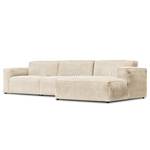 Ecksofa LORALAI mit Longchair Cordstoff Lola: Creme - Ecke davorstehend rechts