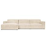 Ecksofa LORALAI mit Longchair Cordstoff Lola: Creme - Ecke davorstehend links