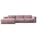 Hoekbank LORALAI met chaise longue Velours Ravi: Mauve - Hoek vooraanzicht links