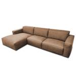 Ecksofa LORALAI mit Longchair Microfaser Pina: Braun - Ecke davorstehend links