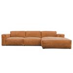 Ecksofa LORALAI mit Longchair Echtleder Kena: Cognac - Ecke davorstehend rechts