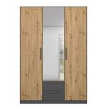 Draaideurkast Style Up Eikenhouten Artisan look / Grijs metallic - Breedte: 136 cm - Met spiegeldeuren