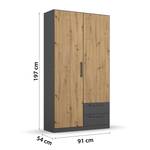 Drehtürenschrank Style Up Eiche Artisan Dekor / Graumetallic - Breite: 90 cm - Ohne Spiegeltür/-en