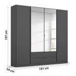 Drehtürenschrank Style Up Graumetallic - Breite: 181 cm - Mit Spiegeltür/-en