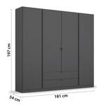 Drehtürenschrank Style Up Graumetallic - Breite: 181 cm - Ohne Spiegeltür/-en