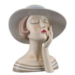 Sculpture Lady mit Hut Résine synthétique - Beige - 16 x 18 cm