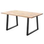 Houten eettafel Woodham massief eikenhout/metaal - eikenhout/zwart - 140 x 90 cm - Trapezevormig