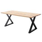 Table en bois massif Woodham Chêne massif / Métal - Chêne / Noir - 180 x 90 cm - Forme en X