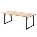 Table en bois massif Woodham Chêne massif / Métal - Chêne / Noir - 200 x 100 cm - Trapézoïdal