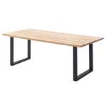 Table en bois massif Woodham Chêne massif / Métal - Chêne / Noir - 200 x 100 cm - Forme en U