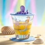 Drinkglas Bambini Avventura set van 3 transparant glas/silicone - Lichtblauw - Hoogte: 10 cm