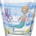 Drinkglas Bambini Avventura set van 3 transparant glas/silicone - Lichtblauw - Hoogte: 10 cm