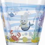 Drinkglas Bambini Avventura set van 3 transparant glas/silicone - Lichtblauw - Hoogte: 10 cm