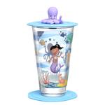 Verres Bambini Avventura - 3 éléments Verre transparent / Silicone - Bleu clair - Hauteur : 14 cm