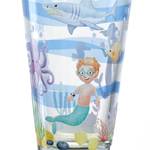 Verres Bambini Avventura - 3 éléments Verre transparent / Silicone - Bleu clair - Hauteur : 14 cm