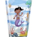 Drinkglas Bambini Avventura set van 3 transparant glas/silicone - Lichtblauw - Hoogte: 14 cm