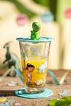 Drinkglas Bambini Avventura set van 3 transparant glas/silicone - Groen - Hoogte: 14 cm