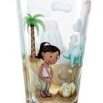 Drinkglas Bambini Avventura set van 3 transparant glas/silicone - Groen - Hoogte: 14 cm