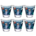 Drinkglas Bambini Avventura set van 6 transparant glas - Donkerblauw - Hoogte: 11 cm