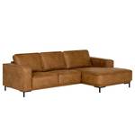 Ecksofa Malebo mit Longchair Mischgewebe Esha: Cognac - Longchair davorstehend rechts