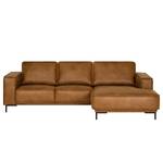 Ecksofa Malebo mit Longchair Mischgewebe Esha: Cognac - Longchair davorstehend rechts