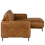 Hoekbank Malebo met chaise longue Textielmix Esha: Cognac - Longchair vooraanzicht rechts