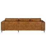 Ecksofa Malebo mit Longchair Mischgewebe Esha: Cognac - Longchair davorstehend rechts