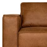 Ecksofa Malebo mit Longchair Mischgewebe Esha: Cognac - Longchair davorstehend rechts