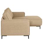 Hoekbank Malebo met chaise longue Gerecycleerde structuurstof Gesa: Beige - Longchair vooraanzicht rechts