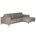 Ecksofa Malebo mit Longchair Recycelter Strukturstoff Gesa: Grau - Longchair davorstehend rechts