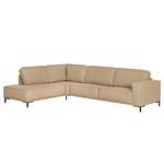 Ecksofa Malebo mit Ottomane Recycelter Strukturstoff Gesa: Beige - Ottomane davorstehend links