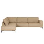 Ecksofa Malebo mit Ottomane Recycelter Strukturstoff Gesa: Beige - Ottomane davorstehend links