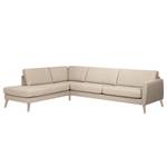 Ecksofa Tuena mit Ottomane Webstoff Inas: Cappuccino - Ottomane davorstehend links