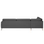 Ecksofa Tuena mit Ottomane Webstoff Inas: Basalt - Ottomane davorstehend links