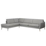 Ecksofa Tuena mit Ottomane Webstoff Inas: Platin - Ottomane davorstehend links