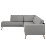 Ecksofa Tuena mit Ottomane Webstoff Inas: Platin - Ottomane davorstehend links