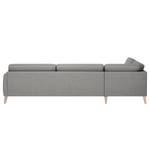 Ecksofa Tuena mit Ottomane Webstoff Inas: Platin - Ottomane davorstehend links