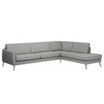 Ecksofa Tuena mit Ottomane Webstoff Inas: Platin - Ottomane davorstehend rechts