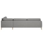 Ecksofa Tuena mit Ottomane Webstoff Inas: Platin - Ottomane davorstehend rechts