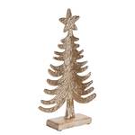 Deko-Tanne NOEL 2er-Set Mangoholz / Aluminium - Gold